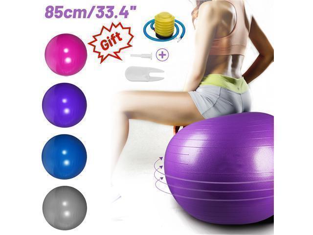 80cm Yoga PVC Ball Anti-Slip Fitness Sport Pilate Yoga Pregnancy Birthing Exercise Massage Gym Ball With Pump - Silver